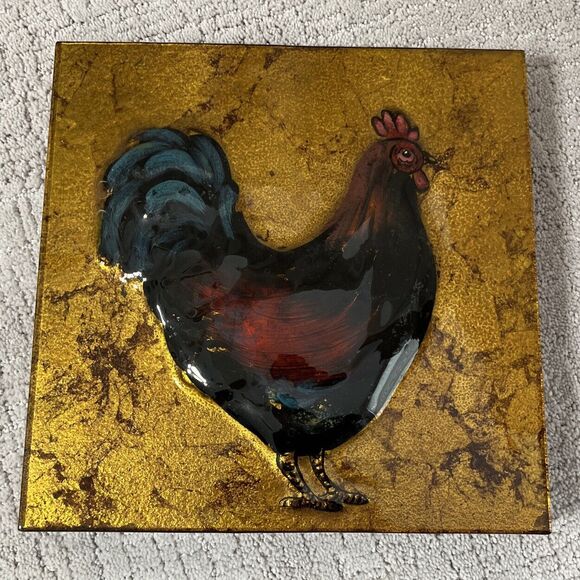 Decorative Molded Colorful Rooster Wall Picture. 10x10x1. - Picture 11 of 11